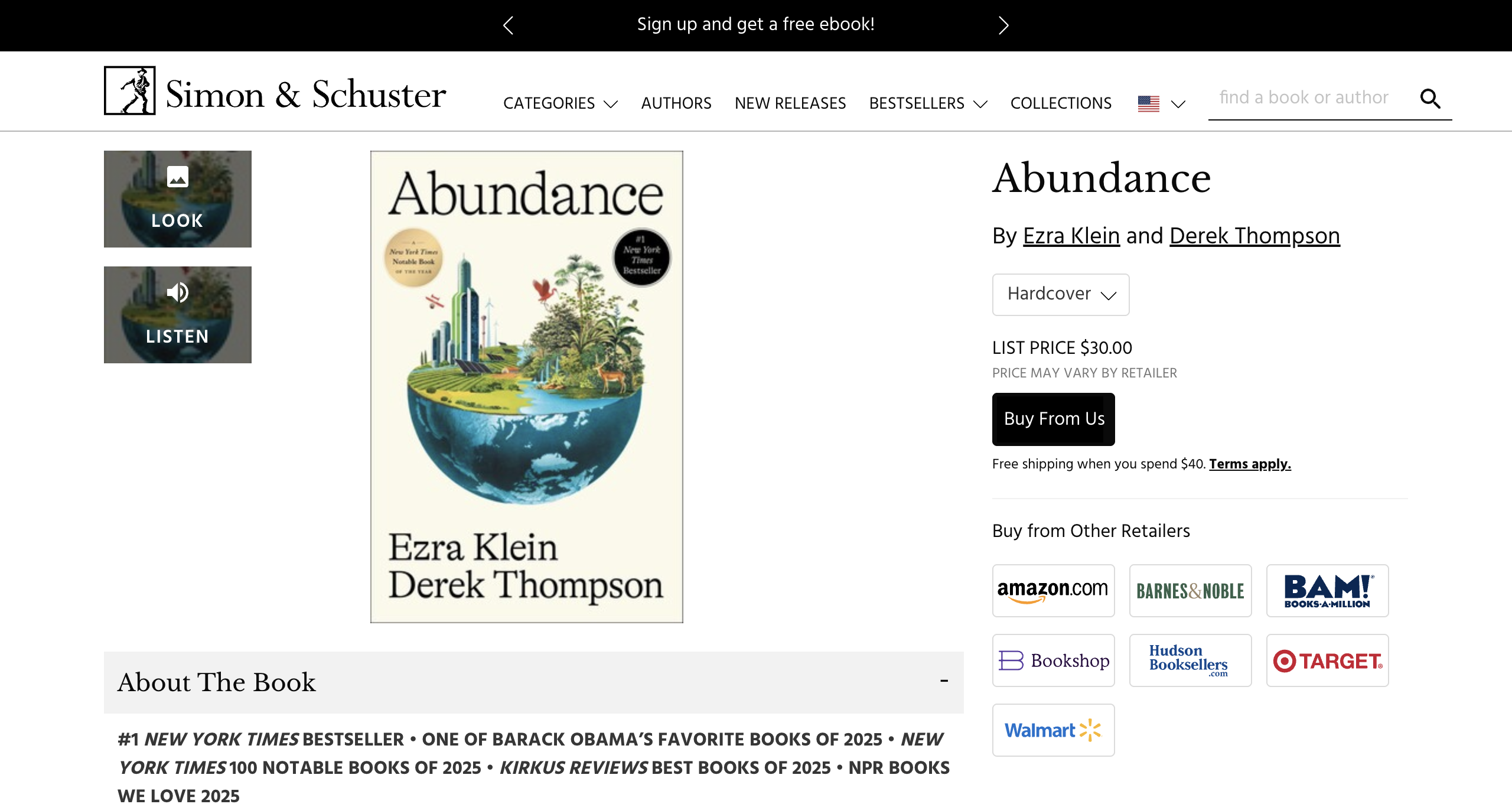 screenshot of publisher website