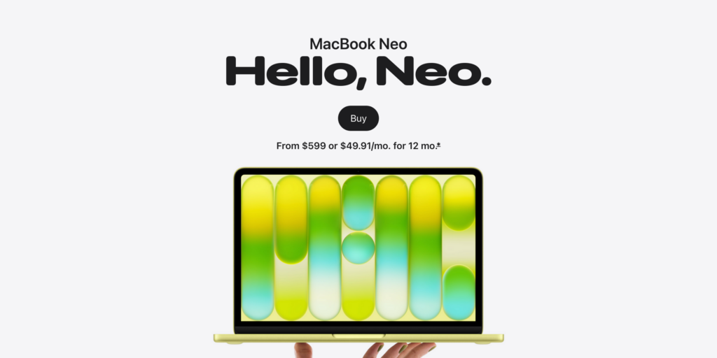 MacBook New website screenshot